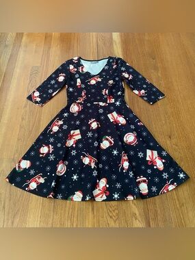 b.Young Holiday Santa Print Fit & Flare Dress